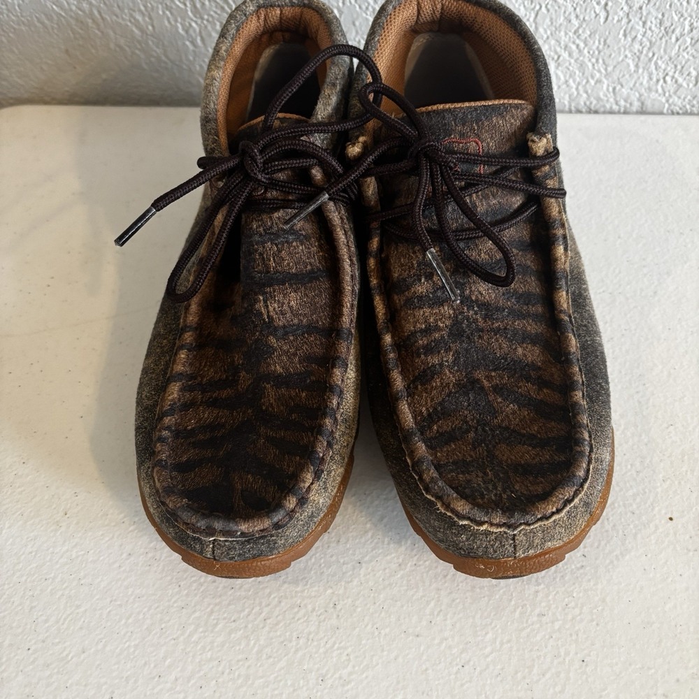 Twisted X Womens Boots Leather Chukka Driving Mocs Size 7 M Tiger Print Hair - Picture 2 of 8